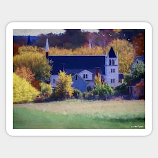 Rural Church in Autumn Colors Sticker